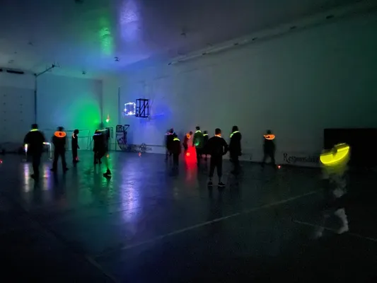 Youth wearing light sticks